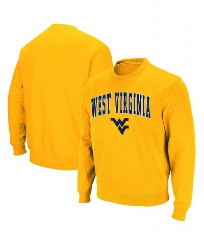 Men's Gold West Virginia Mountaineers Arch & Logo Crew Neck Sweatshirt $34.79 Sweatshirt