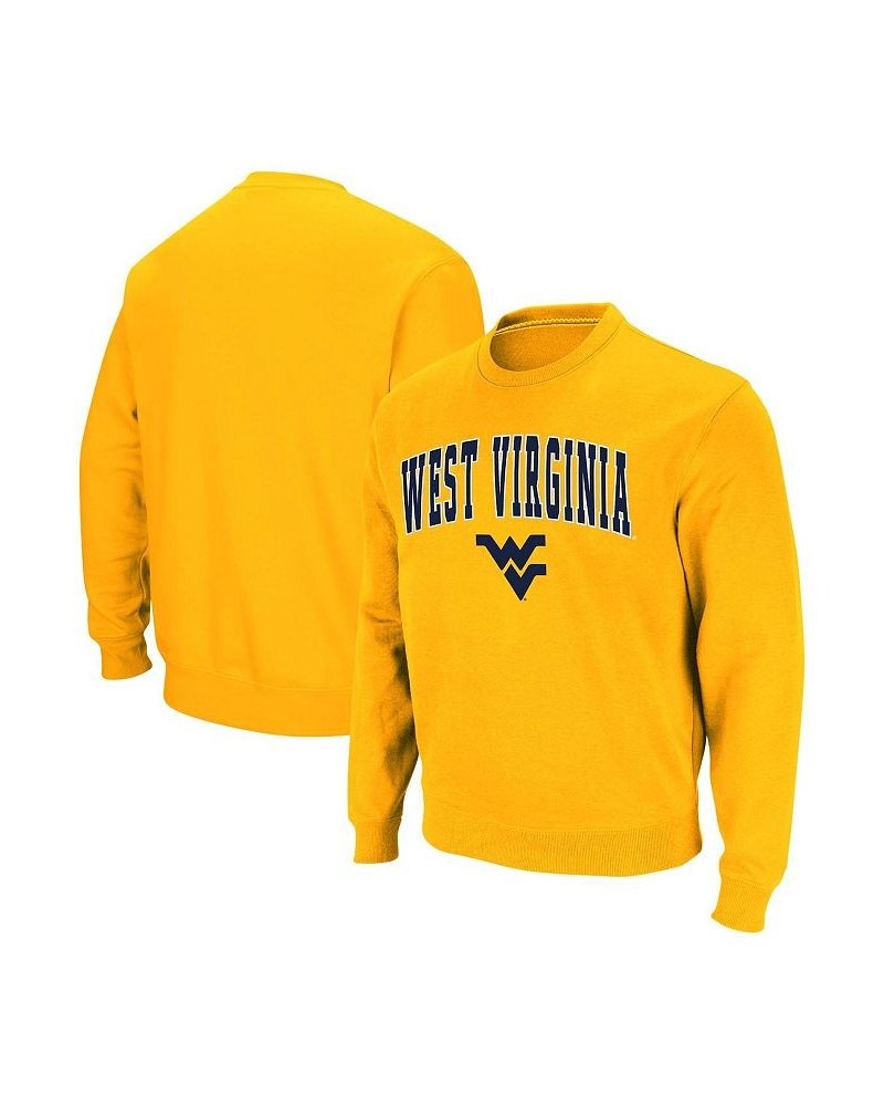 Men's Gold West Virginia Mountaineers Arch & Logo Crew Neck Sweatshirt $34.79 Sweatshirt