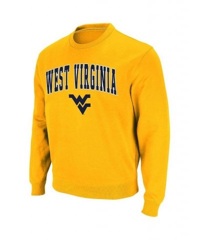 Men's Gold West Virginia Mountaineers Arch & Logo Crew Neck Sweatshirt $34.79 Sweatshirt