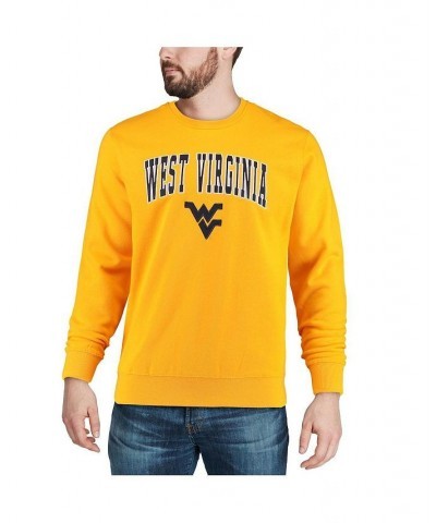 Men's Gold West Virginia Mountaineers Arch & Logo Crew Neck Sweatshirt $34.79 Sweatshirt