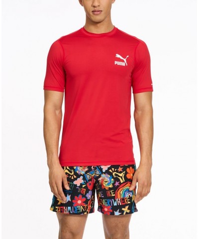 Men's Archive Regular-Fit Short-Sleeve Swim Shirt Red $13.33 Swimsuits