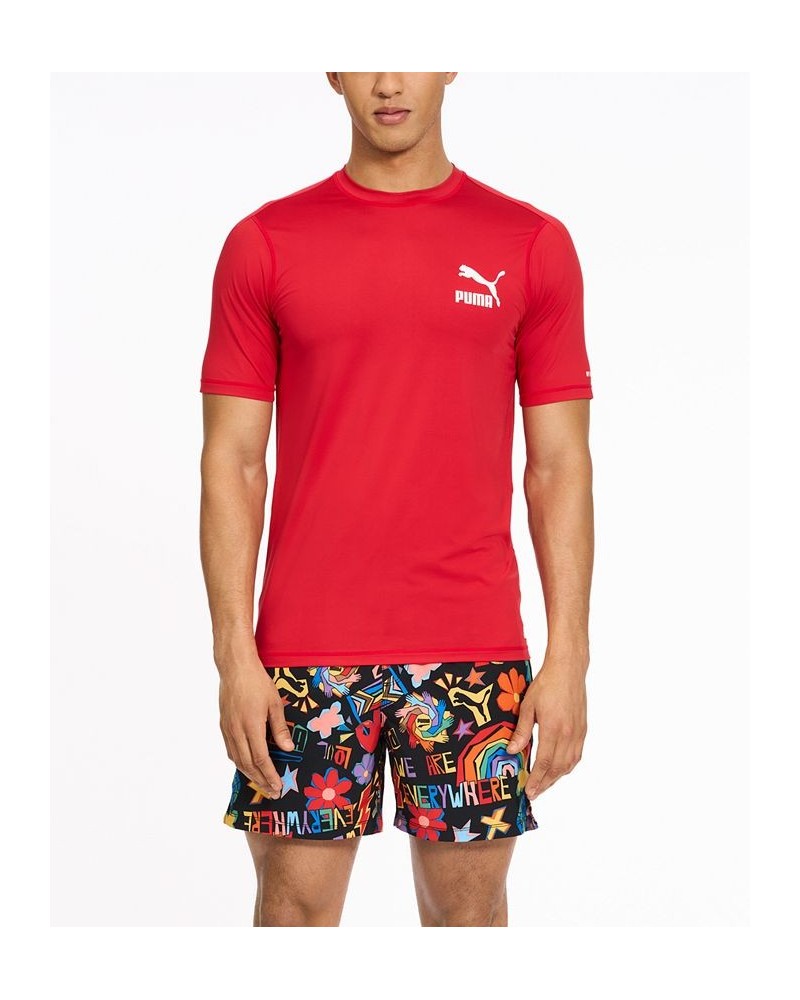 Men's Archive Regular-Fit Short-Sleeve Swim Shirt Red $13.33 Swimsuits