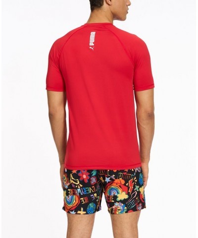 Men's Archive Regular-Fit Short-Sleeve Swim Shirt Red $13.33 Swimsuits