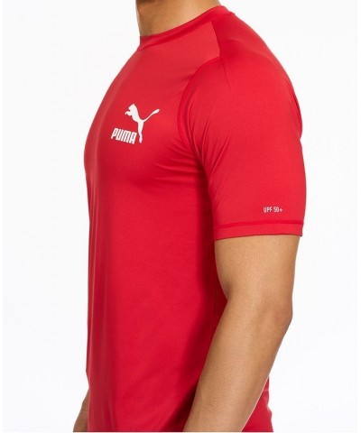 Men's Archive Regular-Fit Short-Sleeve Swim Shirt Red $13.33 Swimsuits