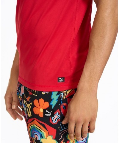 Men's Archive Regular-Fit Short-Sleeve Swim Shirt Red $13.33 Swimsuits