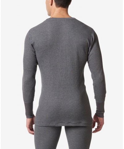 Men's Waffle Knit Thermal Long Undershirt Gray $22.79 Undershirt