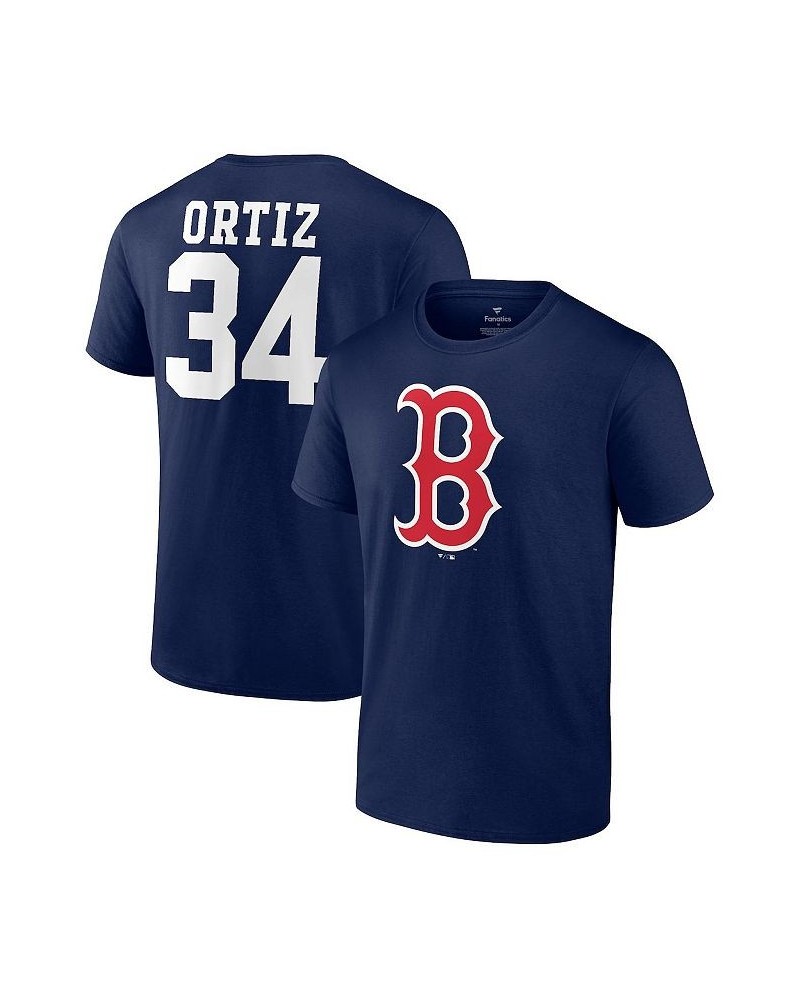 Men's Branded David Ortiz Navy Boston Red Sox Logo Graphic T-shirt $21.00 T-Shirts