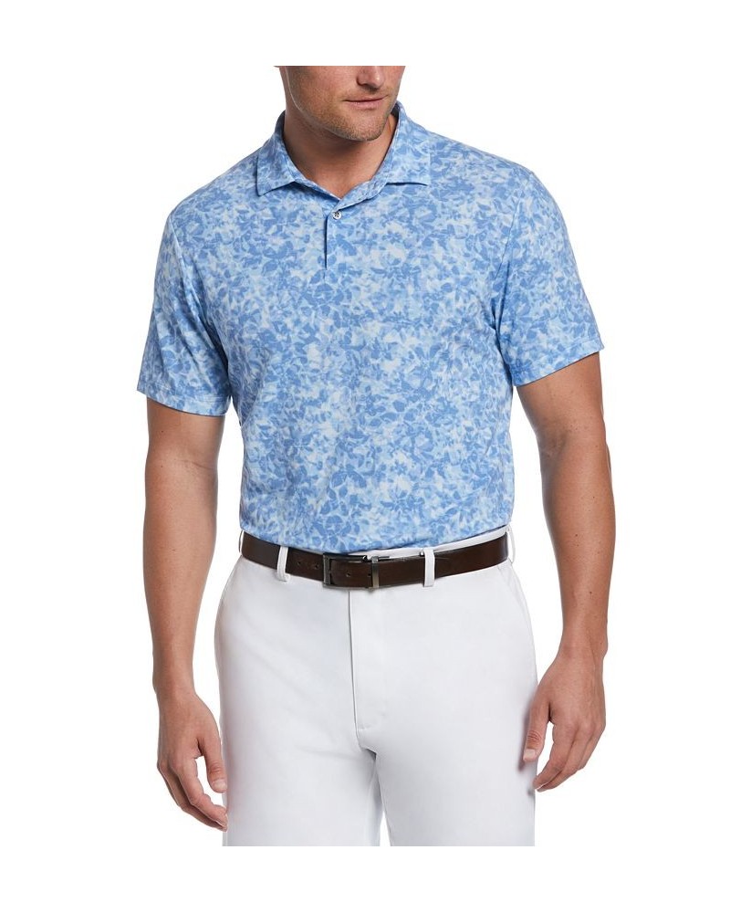 Men's Distorted Floral Camo Print Short Sleeve Golf Polo Shirt Blue $23.32 Polo Shirts