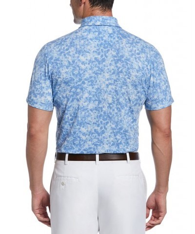 Men's Distorted Floral Camo Print Short Sleeve Golf Polo Shirt Blue $23.32 Polo Shirts