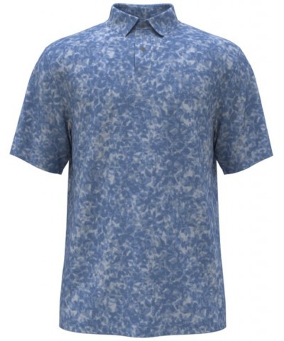 Men's Distorted Floral Camo Print Short Sleeve Golf Polo Shirt Blue $23.32 Polo Shirts