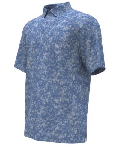 Men's Distorted Floral Camo Print Short Sleeve Golf Polo Shirt Blue $23.32 Polo Shirts