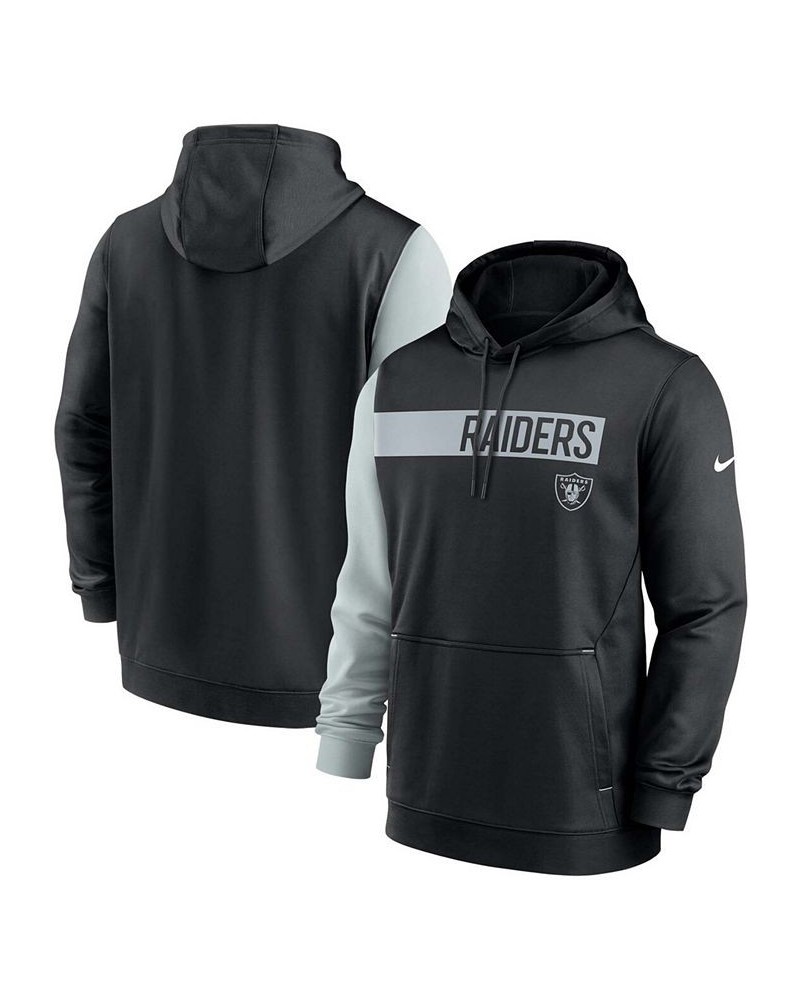 Men's Black and Silver Las Vegas Raiders Colorblock Performance Pullover Hoodie $29.04 Sweatshirt