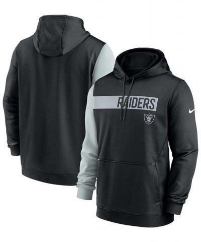 Men's Black and Silver Las Vegas Raiders Colorblock Performance Pullover Hoodie $29.04 Sweatshirt