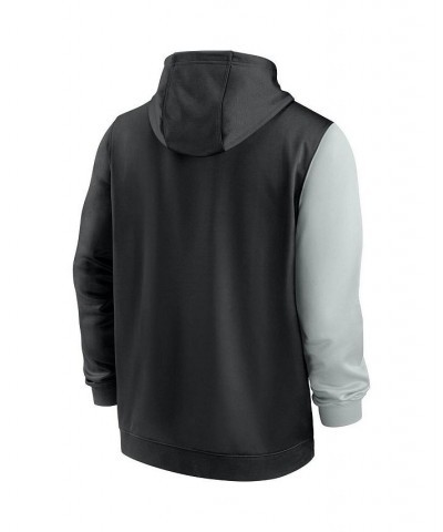 Men's Black and Silver Las Vegas Raiders Colorblock Performance Pullover Hoodie $29.04 Sweatshirt