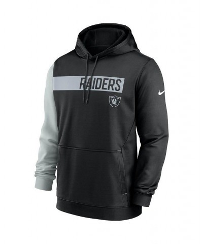 Men's Black and Silver Las Vegas Raiders Colorblock Performance Pullover Hoodie $29.04 Sweatshirt