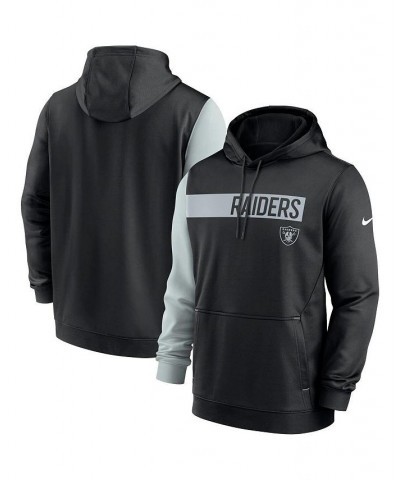 Men's Black and Silver Las Vegas Raiders Colorblock Performance Pullover Hoodie $29.04 Sweatshirt