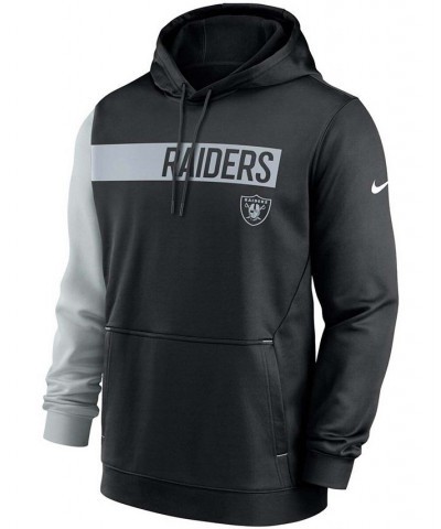 Men's Black and Silver Las Vegas Raiders Colorblock Performance Pullover Hoodie $29.04 Sweatshirt