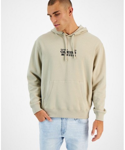 Men's Roy East West Embroidered Logo Collage-Print Hoodie Tan/Beige $53.02 Sweatshirt