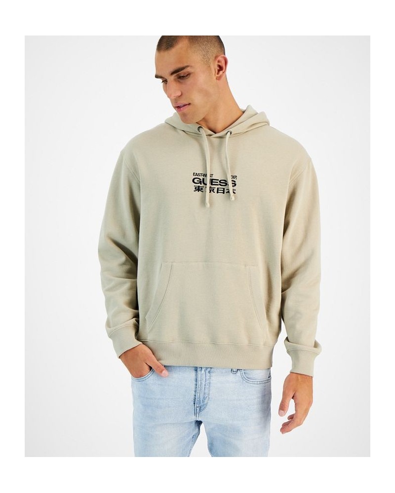 Men's Roy East West Embroidered Logo Collage-Print Hoodie Tan/Beige $53.02 Sweatshirt