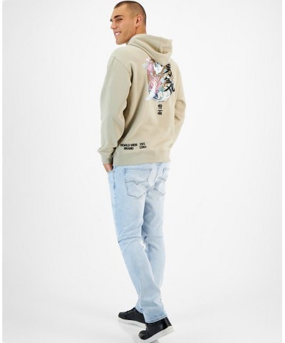 Men's Roy East West Embroidered Logo Collage-Print Hoodie Tan/Beige $53.02 Sweatshirt