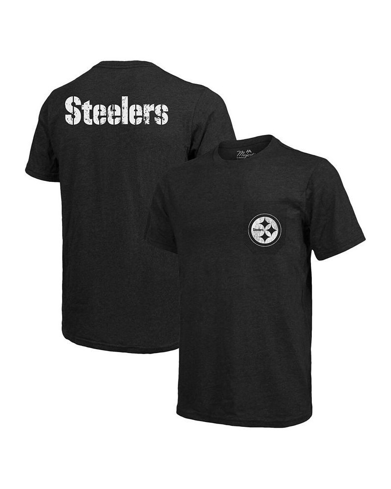 Pittsburgh Steelers Tri-Blend Pocket T-shirt - Black $25.80 T-Shirts