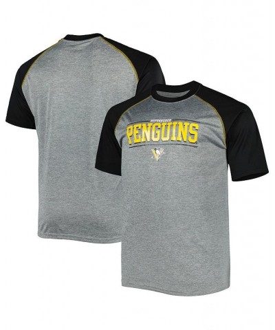 Men's Heather Gray Pittsburgh Penguins Big and Tall Logo Raglan T-shirt $31.19 T-Shirts