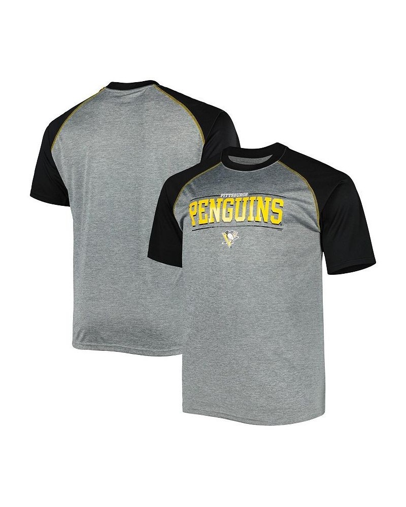 Men's Heather Gray Pittsburgh Penguins Big and Tall Logo Raglan T-shirt $31.19 T-Shirts