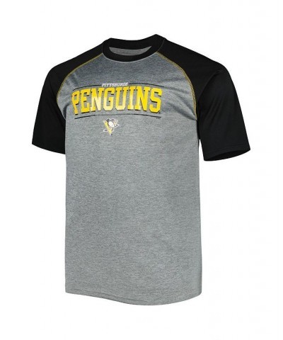 Men's Heather Gray Pittsburgh Penguins Big and Tall Logo Raglan T-shirt $31.19 T-Shirts