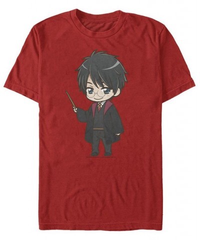 Men's Anime Harry Short Sleeve Crew T-shirt Red $20.99 T-Shirts