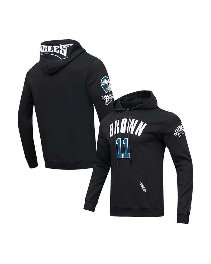 Men's A.J. Brown Black Philadelphia Eagles Player Name and Number Pullover Hoodie $48.10 Sweatshirt