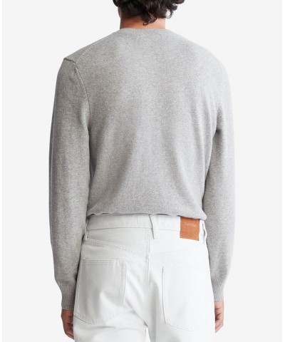 Men's Regular-Fit Merino Wool V-Neck Sweater Gray $18.58 Sweaters