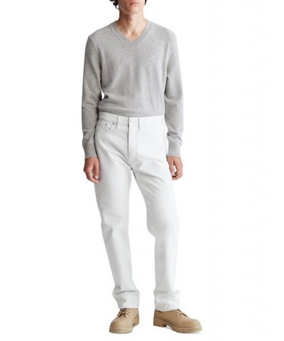 Men's Regular-Fit Merino Wool V-Neck Sweater Gray $18.58 Sweaters