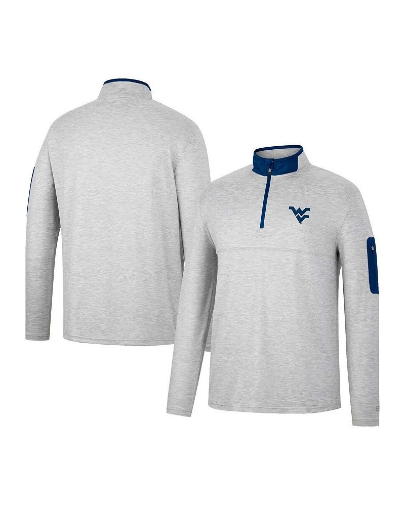 Men's Heathered Gray, Navy West Virginia Mountaineers Country Club Windshirt Quarter-Zip Jacket $30.59 Sweatshirt