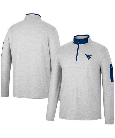 Men's Heathered Gray, Navy West Virginia Mountaineers Country Club Windshirt Quarter-Zip Jacket $30.59 Sweatshirt