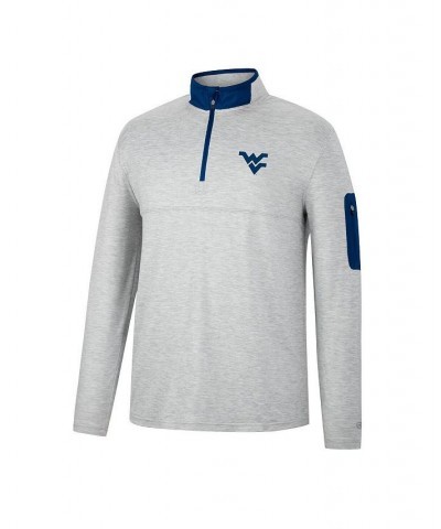 Men's Heathered Gray, Navy West Virginia Mountaineers Country Club Windshirt Quarter-Zip Jacket $30.59 Sweatshirt