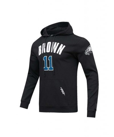 Men's A.J. Brown Black Philadelphia Eagles Player Name and Number Pullover Hoodie $48.10 Sweatshirt