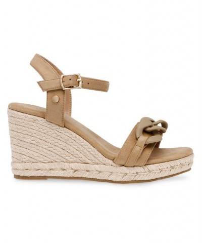 Women's Marina Wedge Sandal Tan/Beige $51.48 Shoes