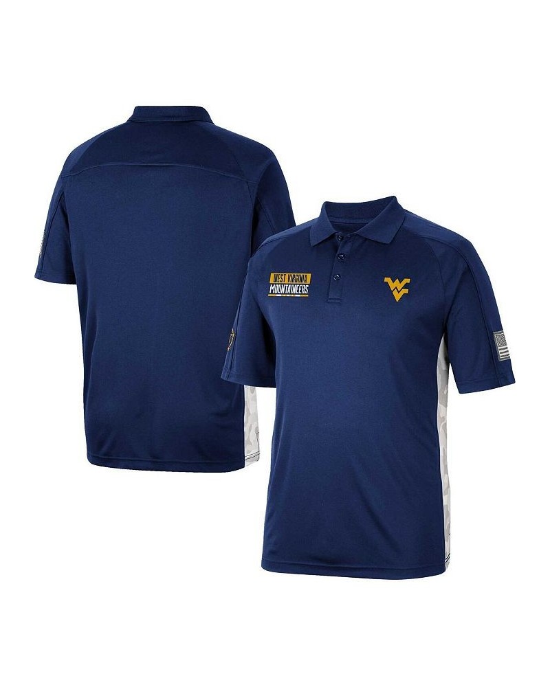 Men's Navy West Virginia Mountaineers OHT Military-Inspired Appreciation Snow Camo Polo Shirt $27.00 Polo Shirts