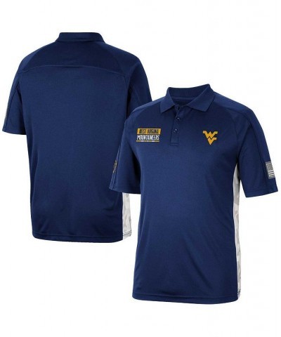 Men's Navy West Virginia Mountaineers OHT Military-Inspired Appreciation Snow Camo Polo Shirt $27.00 Polo Shirts