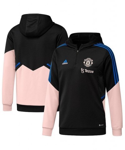 Men's Black, Pink Manchester United Training AEROREADY Quarter-Zip Hoodie $40.55 Sweatshirt