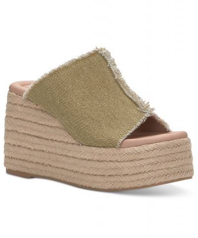 Women's Scippio Frayed Platform Sandals Brown $41.42 Shoes