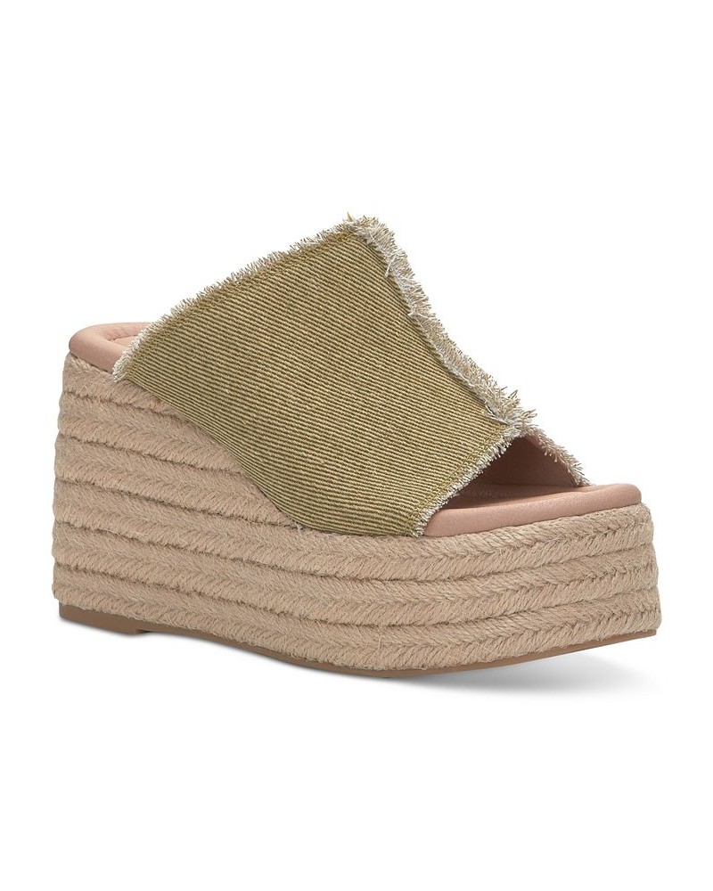 Women's Scippio Frayed Platform Sandals Brown $41.42 Shoes