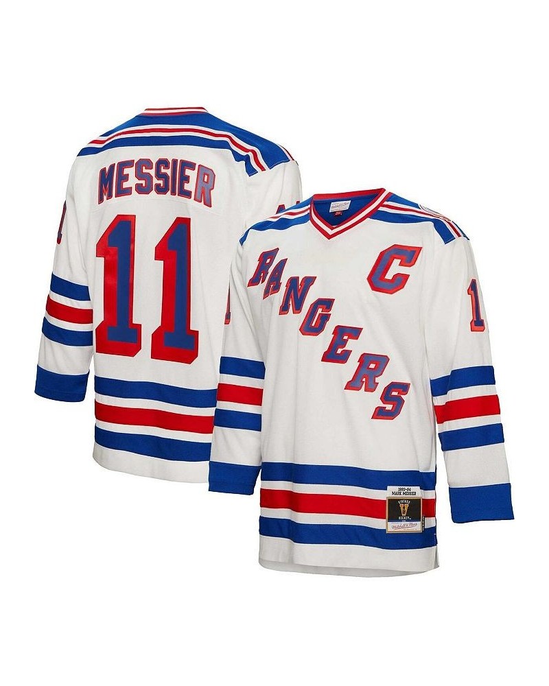 Men's Mark Messier White New York Rangers 1993 Blue Line Player Jersey $54.40 Jersey