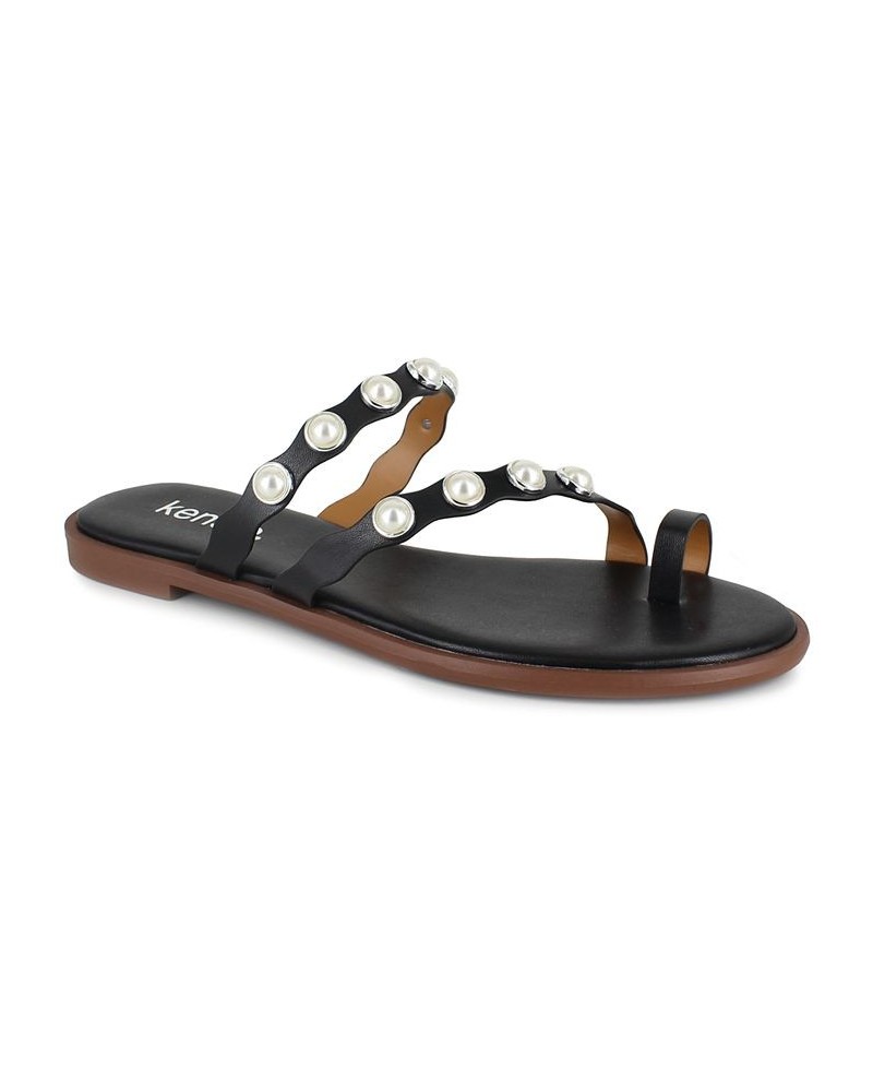 Women's Maltese Flat Sandals Black $27.02 Shoes