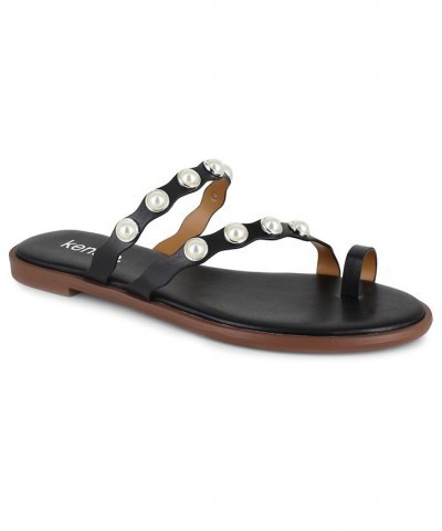 Women's Maltese Flat Sandals Black $27.02 Shoes