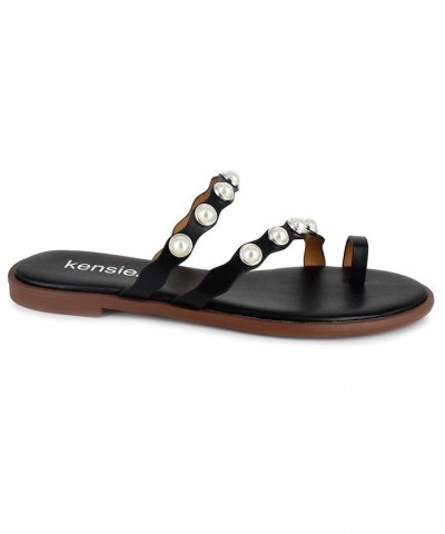 Women's Maltese Flat Sandals Black $27.02 Shoes