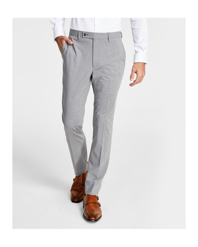 Men's Skinny-Fit Stretch Suit Pants Grey/white Pinstripe $71.05 Suits