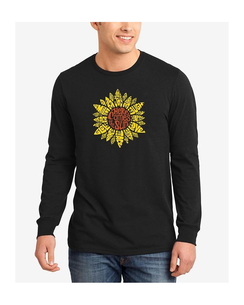 Men's Sunflower Word Art Long Sleeves T-shirt Black $23.99 T-Shirts