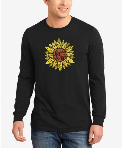 Men's Sunflower Word Art Long Sleeves T-shirt Black $23.99 T-Shirts