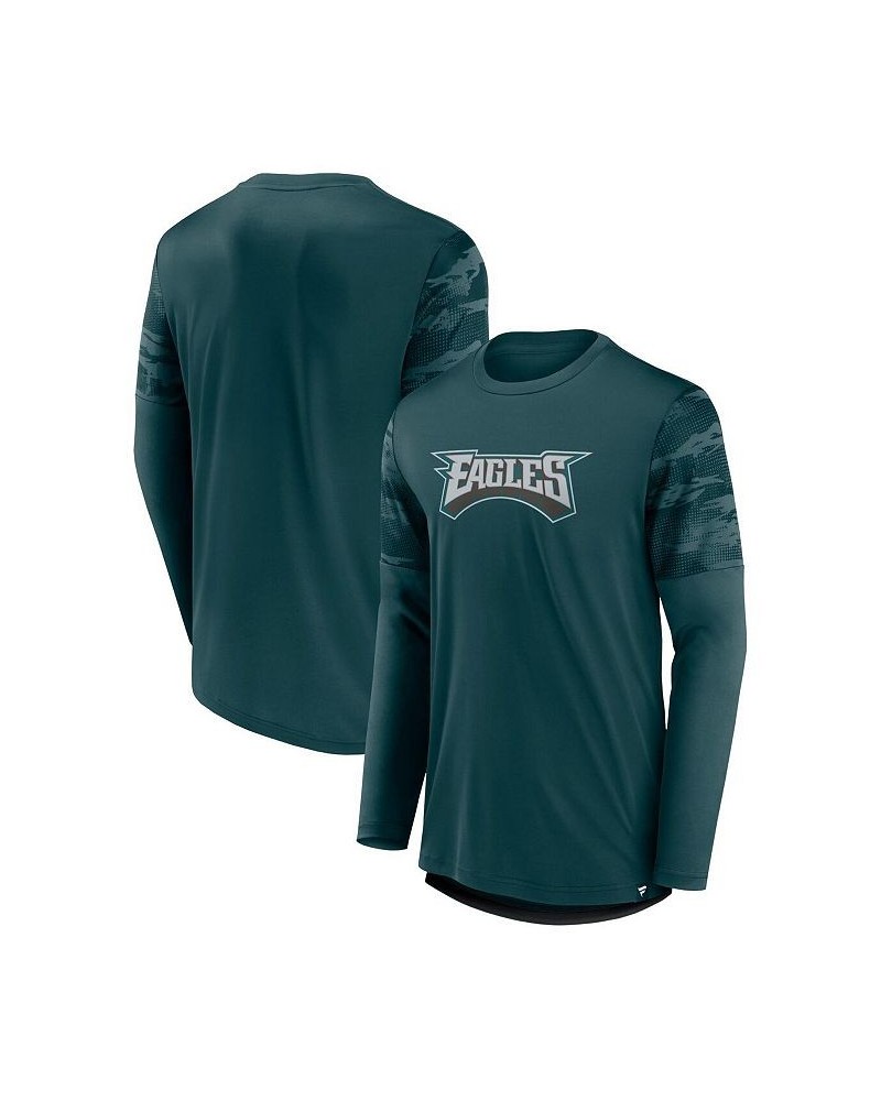 Men's Branded Midnight Green, Black Philadelphia Eagles Square Off Long Sleeve T-shirt $26.95 T-Shirts